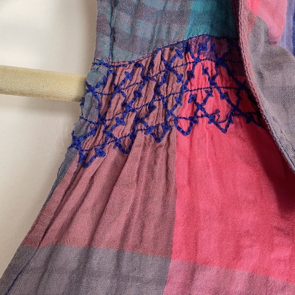 Colorful Plaid Button Down Trapeze Dress - Picture 4 of 7